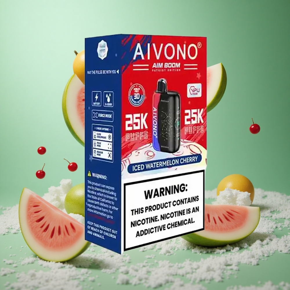 Iced Watermelon Cherry Aivono Aim Boom 25000 Puffs 28ml Mesh Coil