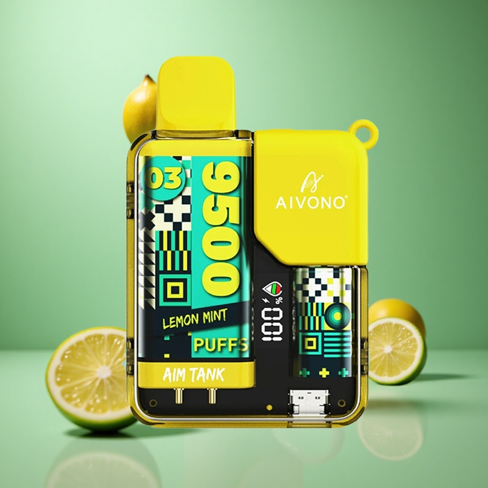 Lemon Mint Aivono AIM-TANK 9500 Puffs 18ml LCD