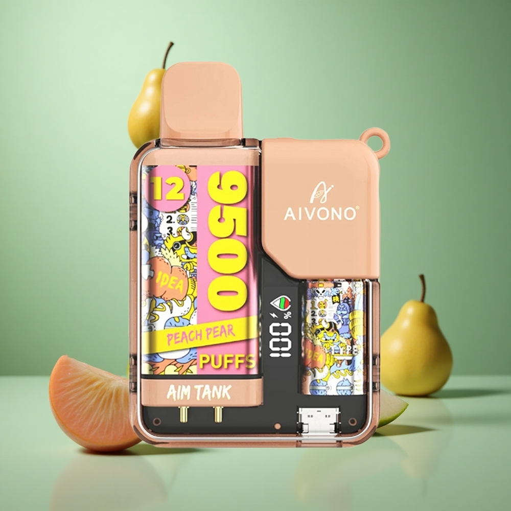 Peach Pear Aivono AIM-TANK 9500 Puffs 18ml LCD