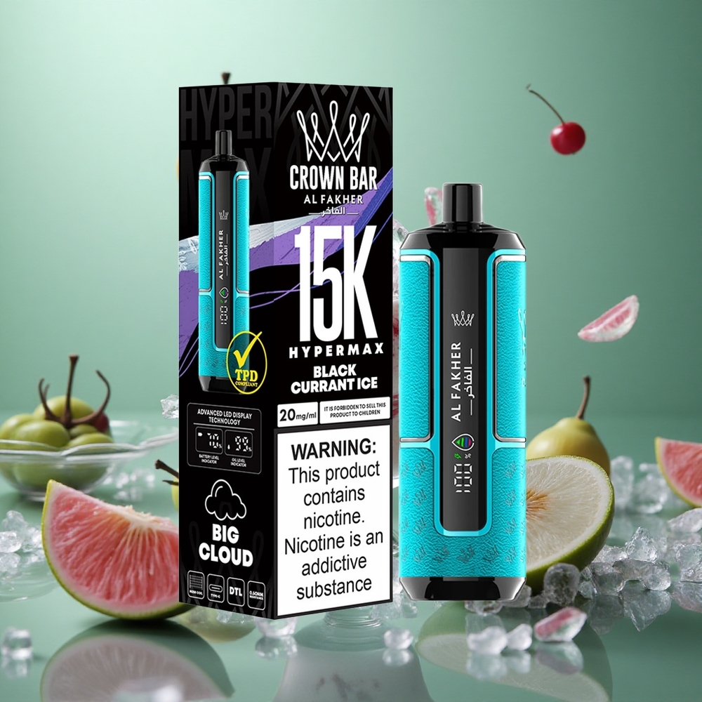 Blackcurrant Ice Al Fakher Crown Bar 15K Hypermax Disposable Vape Kit