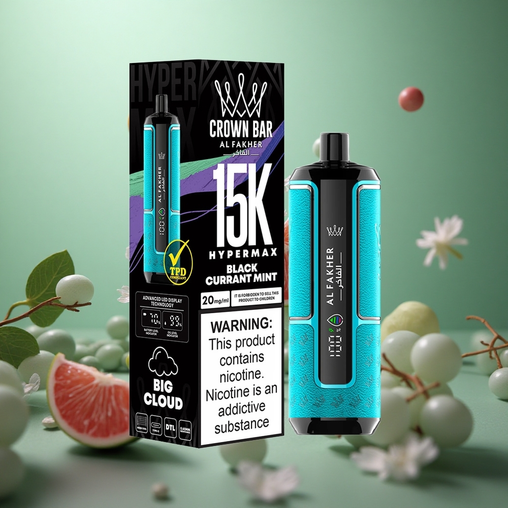 Blackcurrant Mint Al Fakher Crown Bar 15K Hypermax Disposable Vape Kit 22ml 15K Puffs