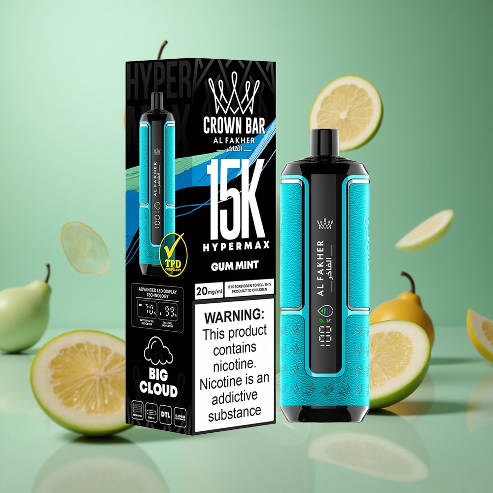 Gum Mint Al Fakher Crown Bar 15K Hypermax Disposable Vape Kit 22ml 600mAh