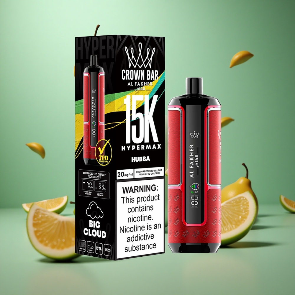 Hubba Al Fakher Crown Bar Hypermax 15K DTL 22ml Disposable Vape Kit
