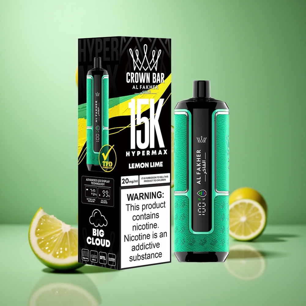 Lemon Lime Al Fakher Crown Bar 15K Hypermax Disposable Vape Kit 22ml 15K Puffs