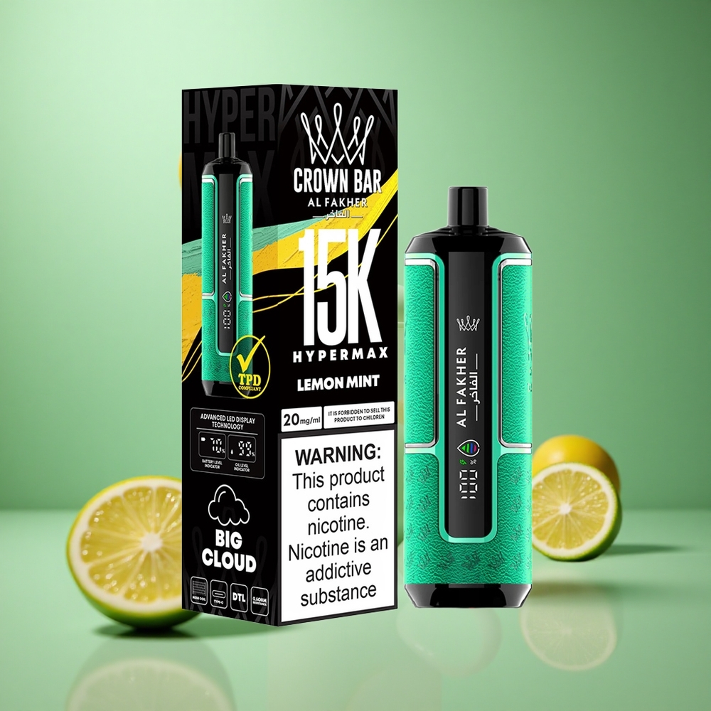 Lemon Mint Al Fakher Crown Bar 15K Hypermax Disposable Vape Kit