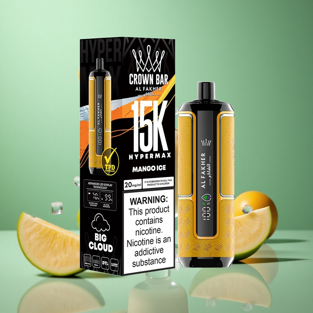 Mango Ice Al Fakher Crown Bar 15K Hypermax Disposable Vape Kit 22ml 15K Puffs