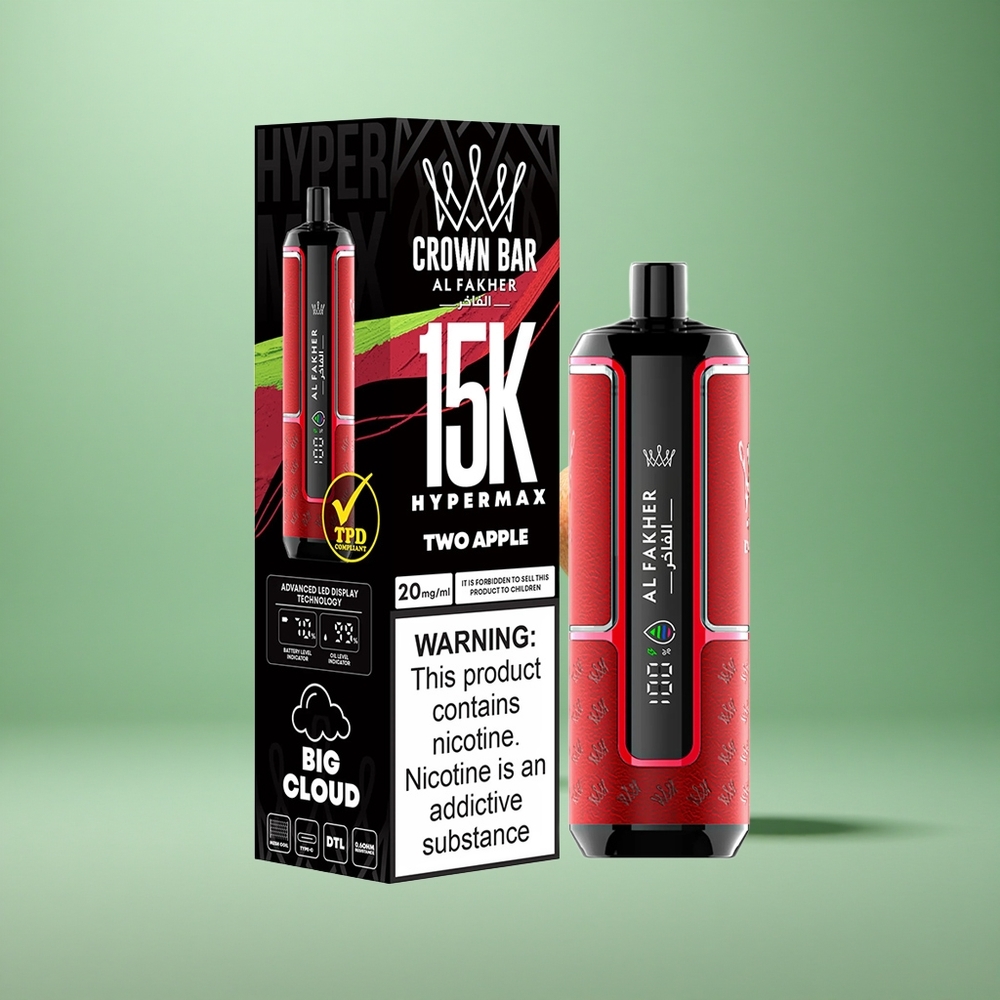 Two Apple Al Fakher Crown Bar 15K Hypermax Disposable Vape Kit 22ml 15K Puffs