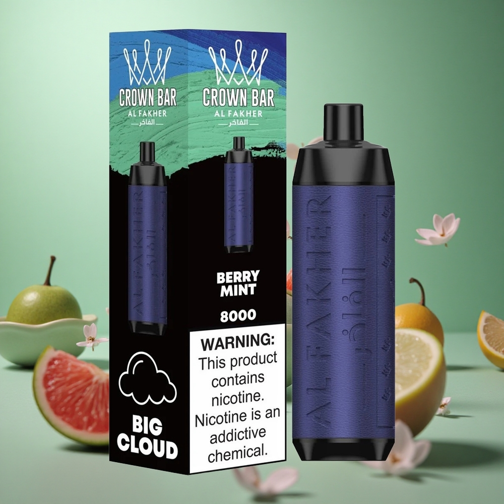 Berry Mint Al Fakher Crown Bar 8000 Crystal Disposable Vape with USB Type-C & 18ml e-Liquid