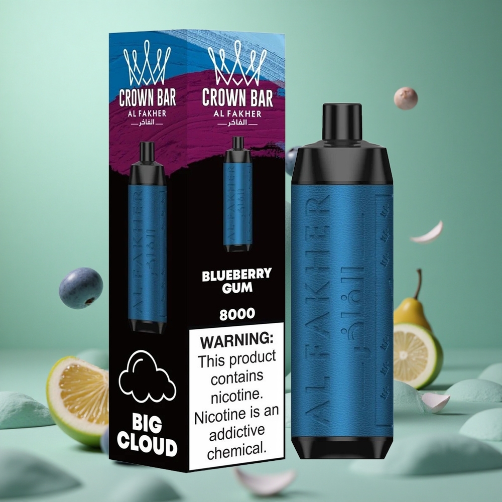 Blueberry Gum Al Fakher Crown Bar 8000 Crystal Disposable Vape 18mL 600mAh