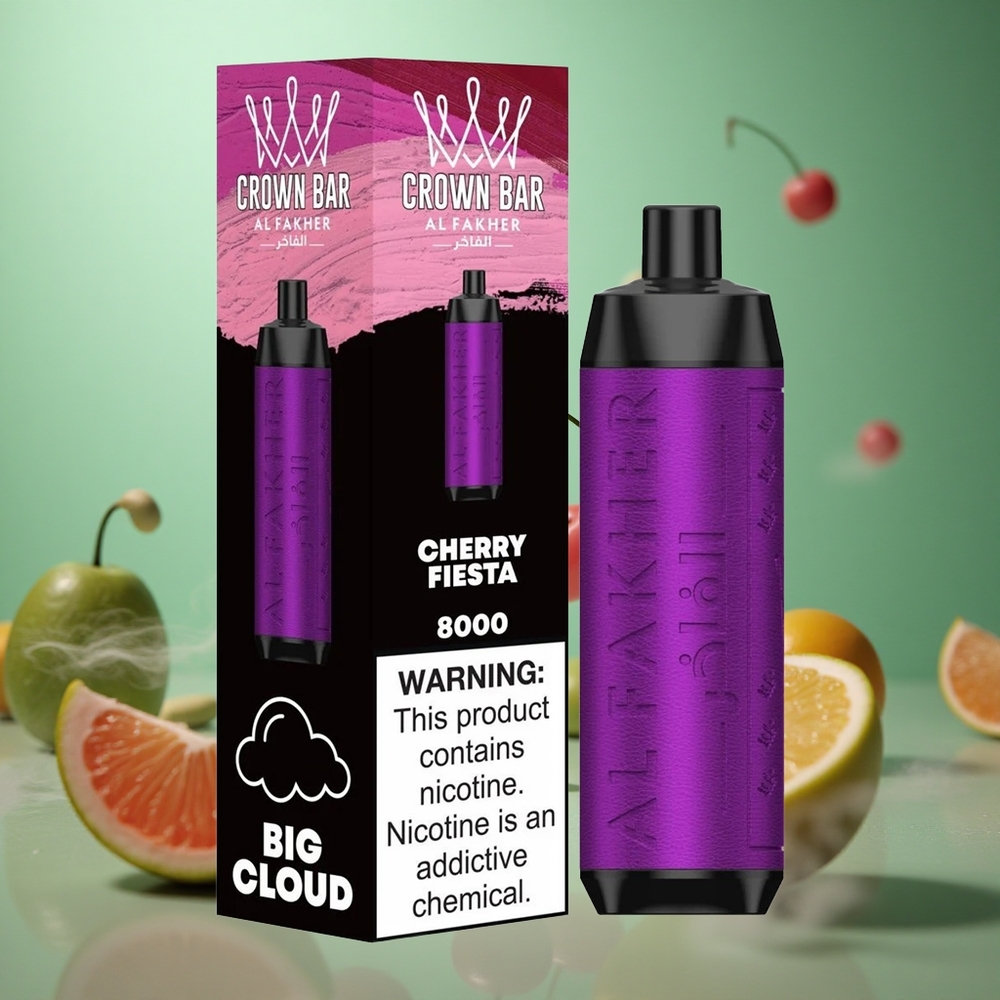 Cherry Fiesta Al Fakher Crown Bar 8000 Crystal Disposable Vape 18ml 5mg/ml Nicotine