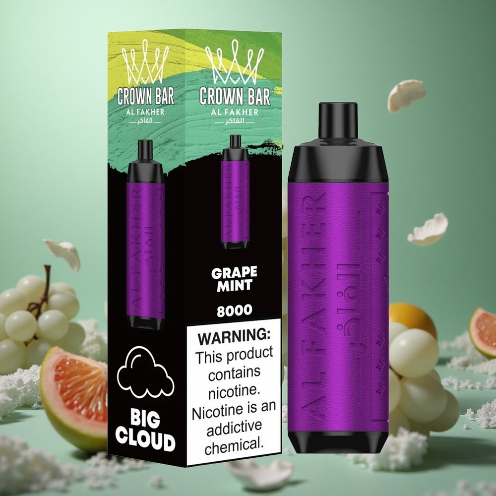 Grape Mint Al Fakher Crown Bar 8000 Puffs 18ml Disposable Vape