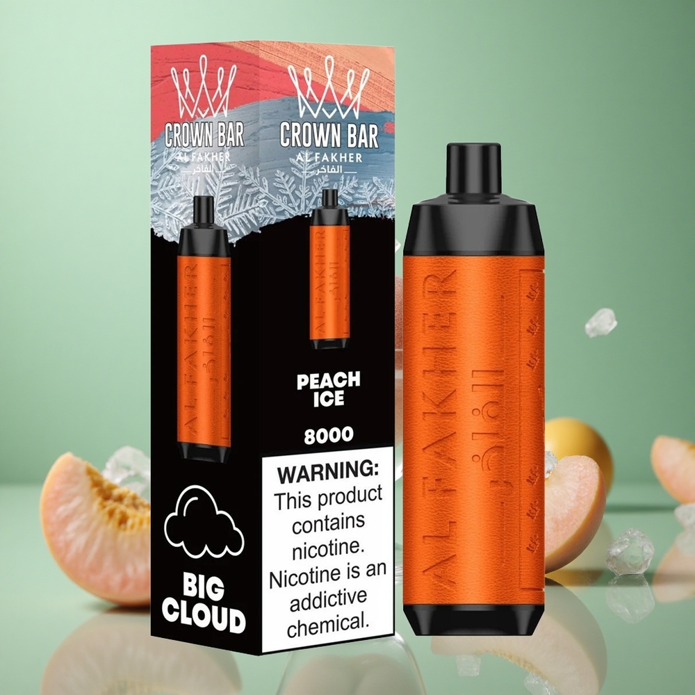 Peach Ice Al Fakher Crown Bar 8000 Crystal Disposable Vape 18ml 5mg/ml Nicotine