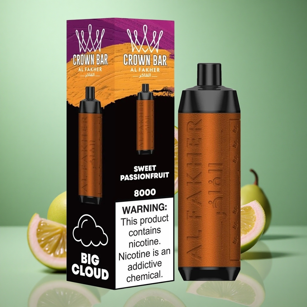 Sweet Passionfruit Al Fakher Crown Bar 8000 Crystal Disposable Vape 18ml 5mg/ml Nicotine