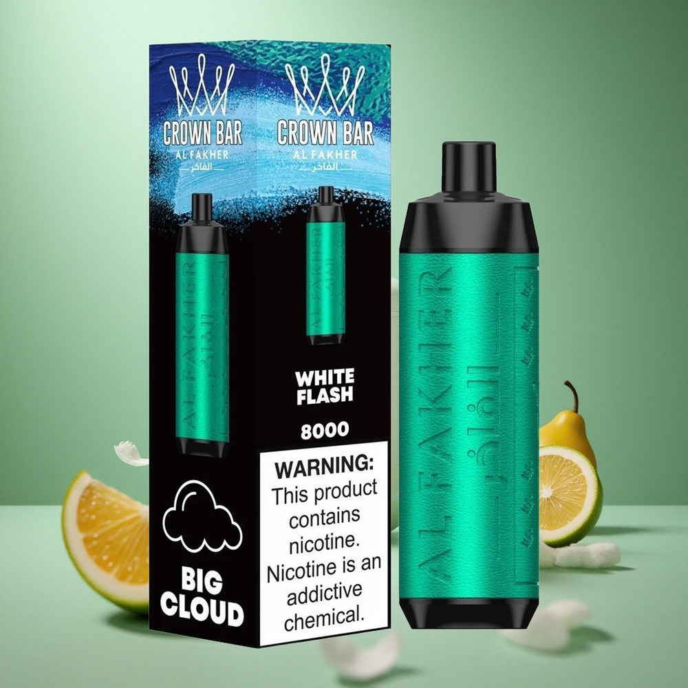 White Flash Al Fakher Crown Bar 8000 Crystal 18ml 5mg/ml Nicotine Disposable Vape