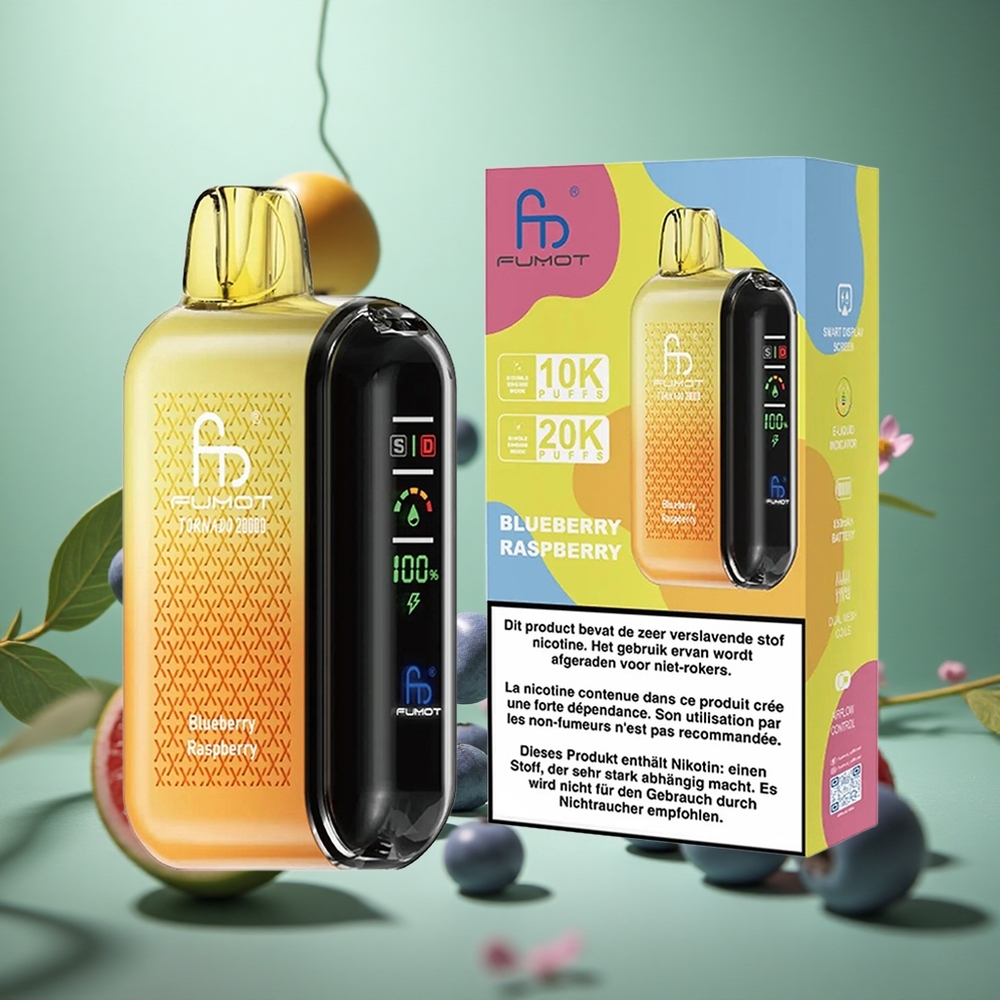 Blueberry Raspberry Fumot Tornado 20000 Puffs Dual Mesh Airflow Disposable Vape