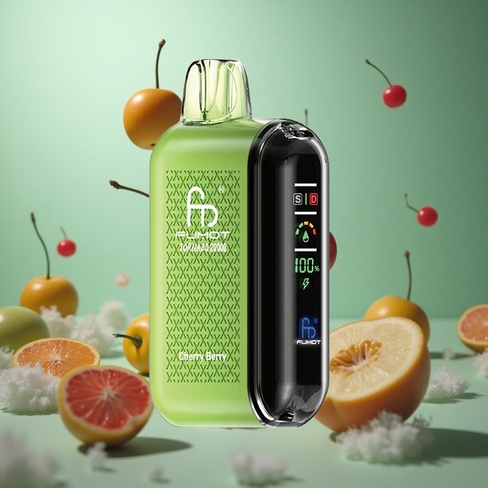 Cherry Berry Fumot Tornado 20000 Puffs Dual Mesh Smart Display