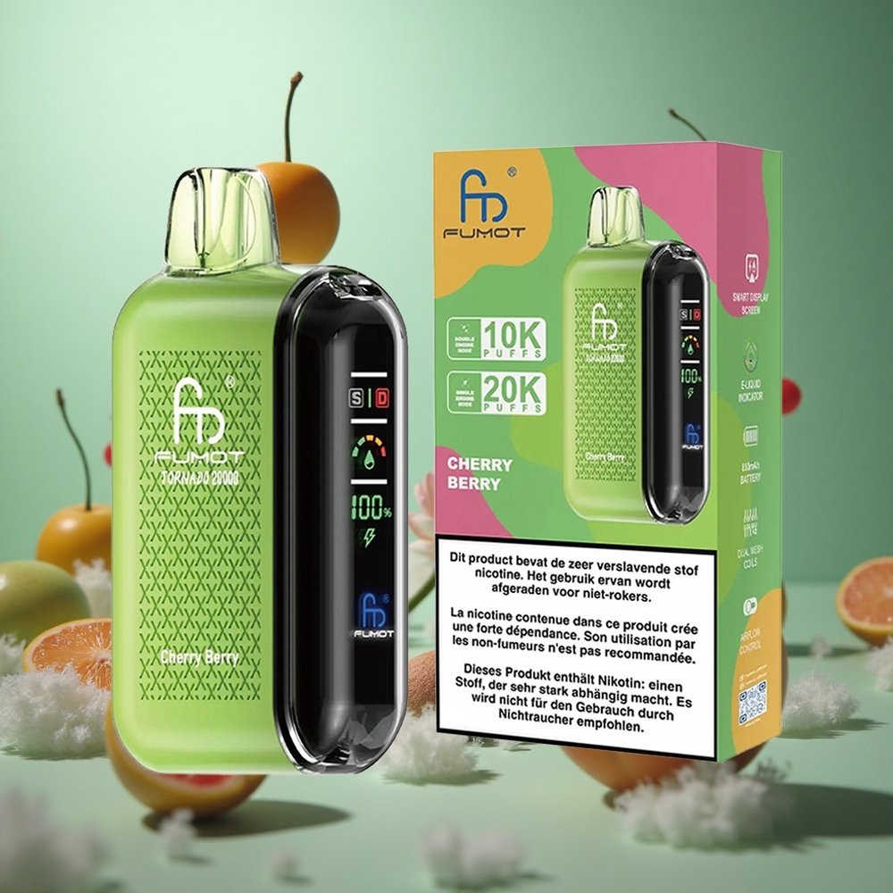 Cherry Berry Fumot Tornado 20000 Puffs Dual Mesh Smart Display