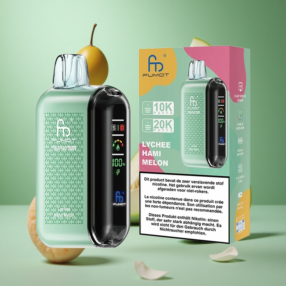 Lychee Hami Melon Fumot Tornado 20000 Puffs Dual Mesh Coil Disposable Vape