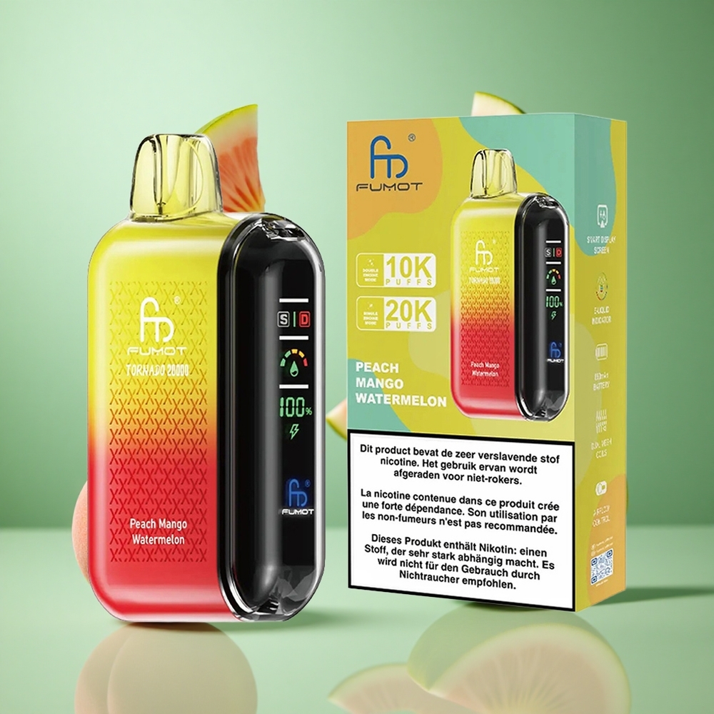 Peach Mango Watermelon Fumot Tornado 20000 Puffs Dual Mesh Airflow