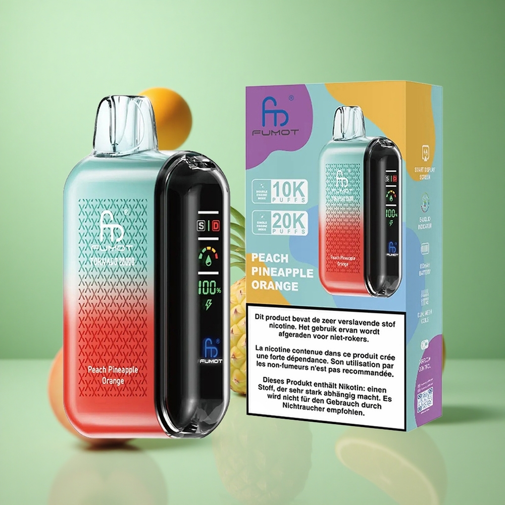 Peach Pineapple Orange Fumot Tornado 20000 Puffs Dual Mesh Coil