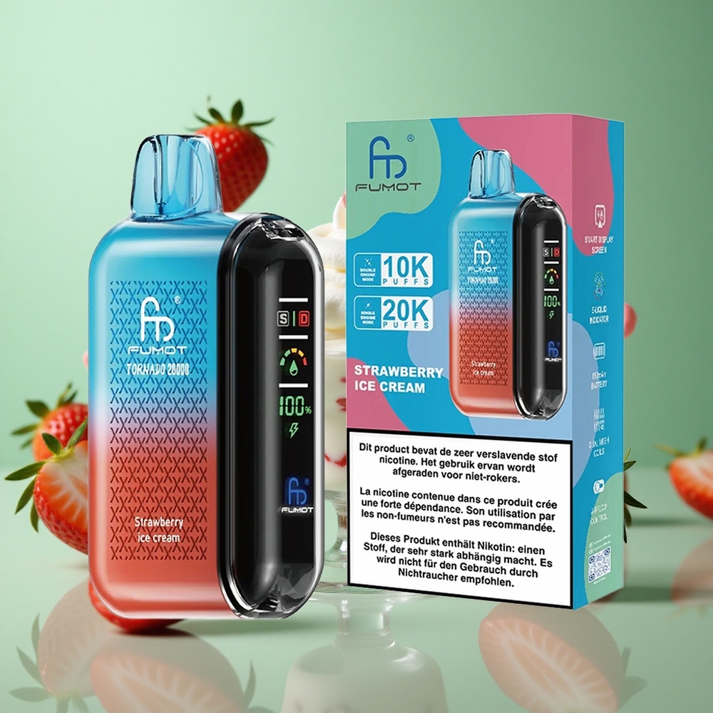 Strawberry Ice Cream Fumot Tornado 20000 Puffs Dual Mesh Coil