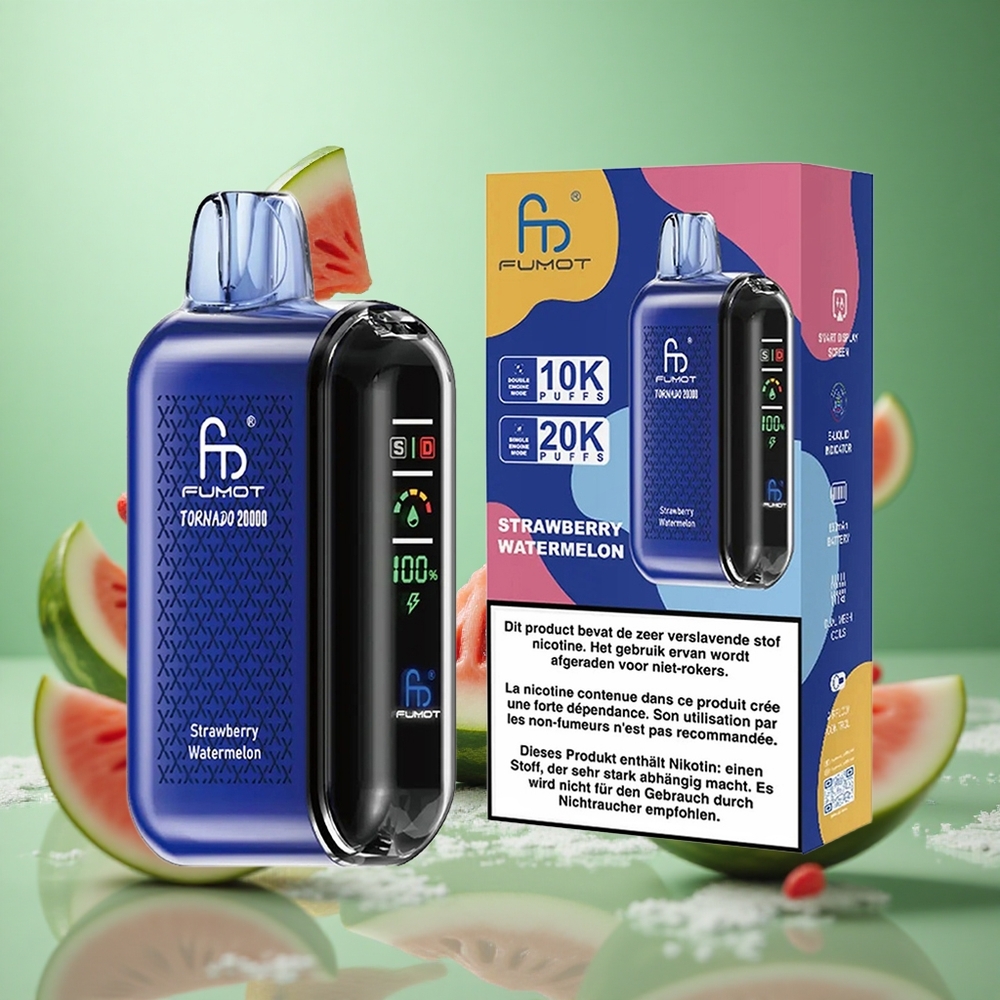 Strawberry Watermelon Fumot Tornado 20000 Puffs Dual Mesh Smart Display