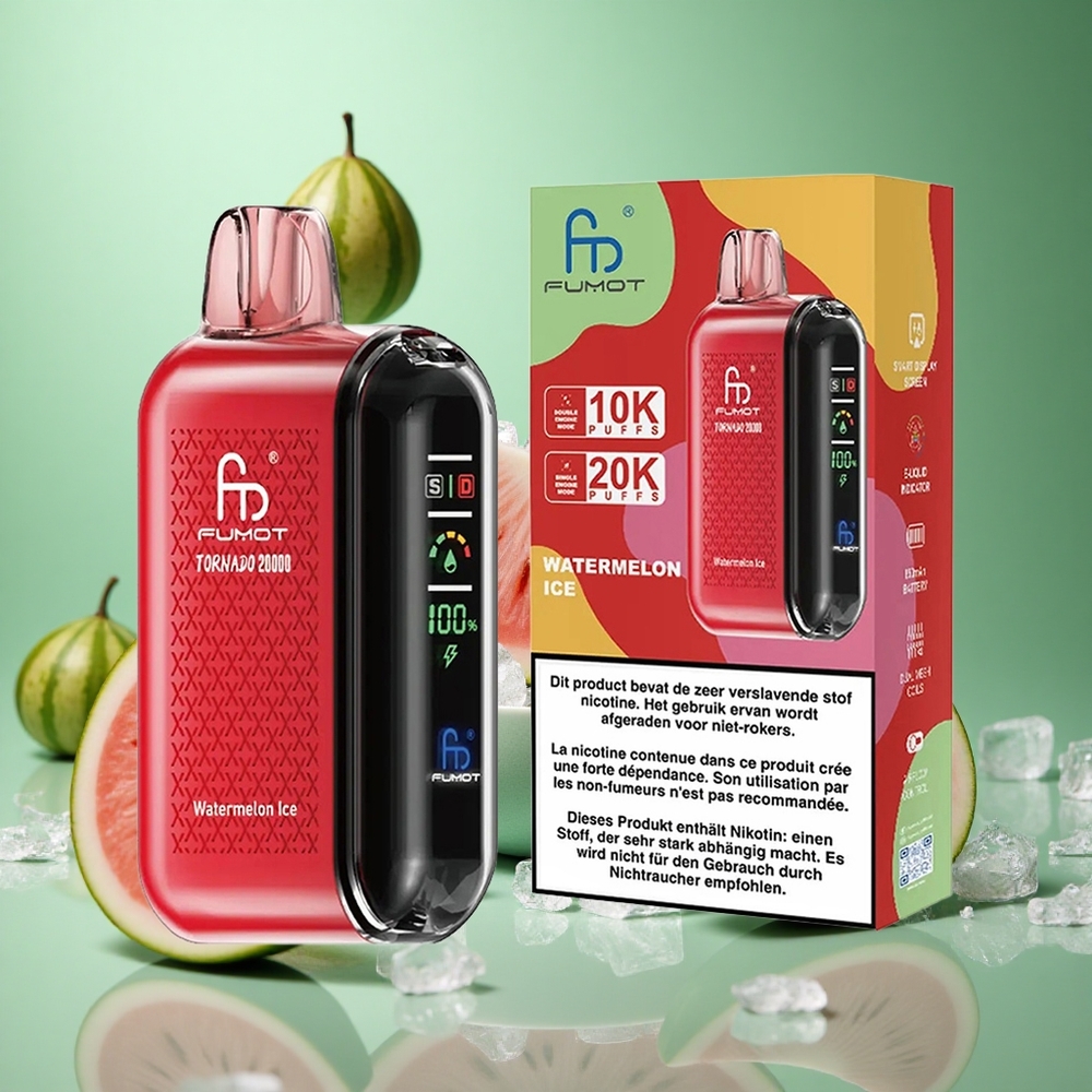 Watermelon Ice Fumot Tornado 20000 Puffs Dual Mesh Smart Display