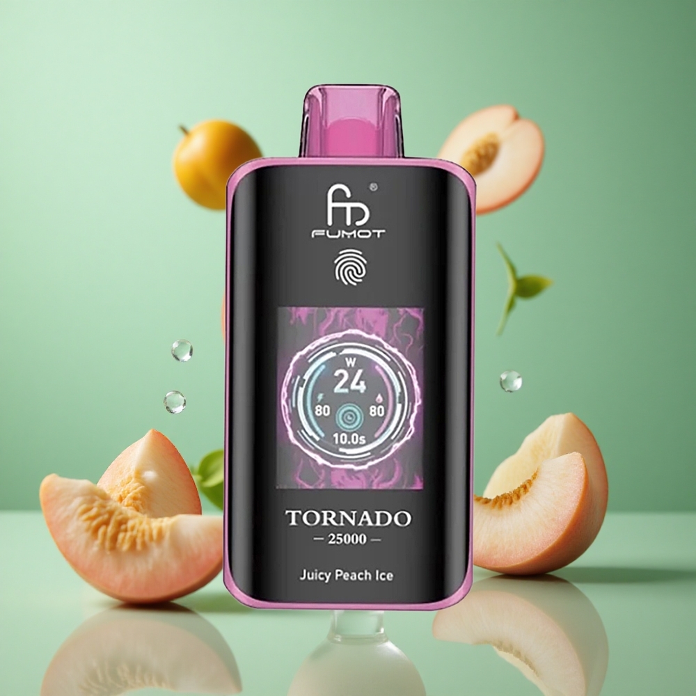 Juicy Peach Ice Fumot Tornado 25000 Puffs 20ml HD Screen