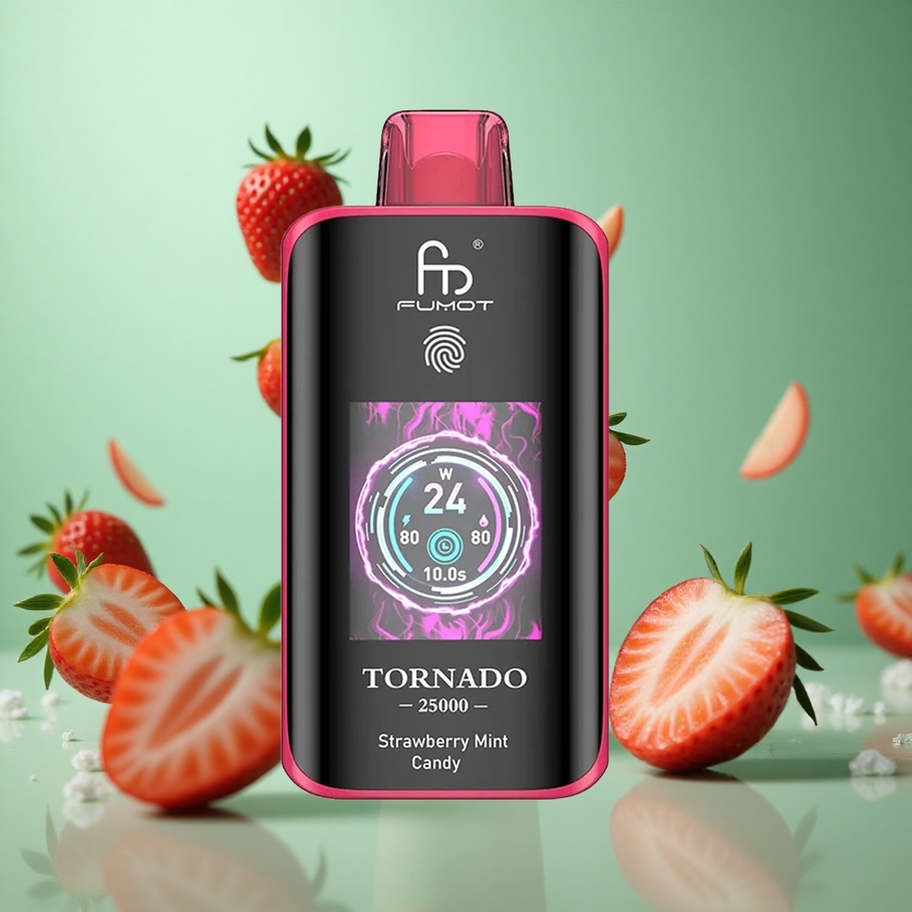 Strawberry Mint Candy Fumot Tornado 25000 Puffs HD Screen Type-C Charging