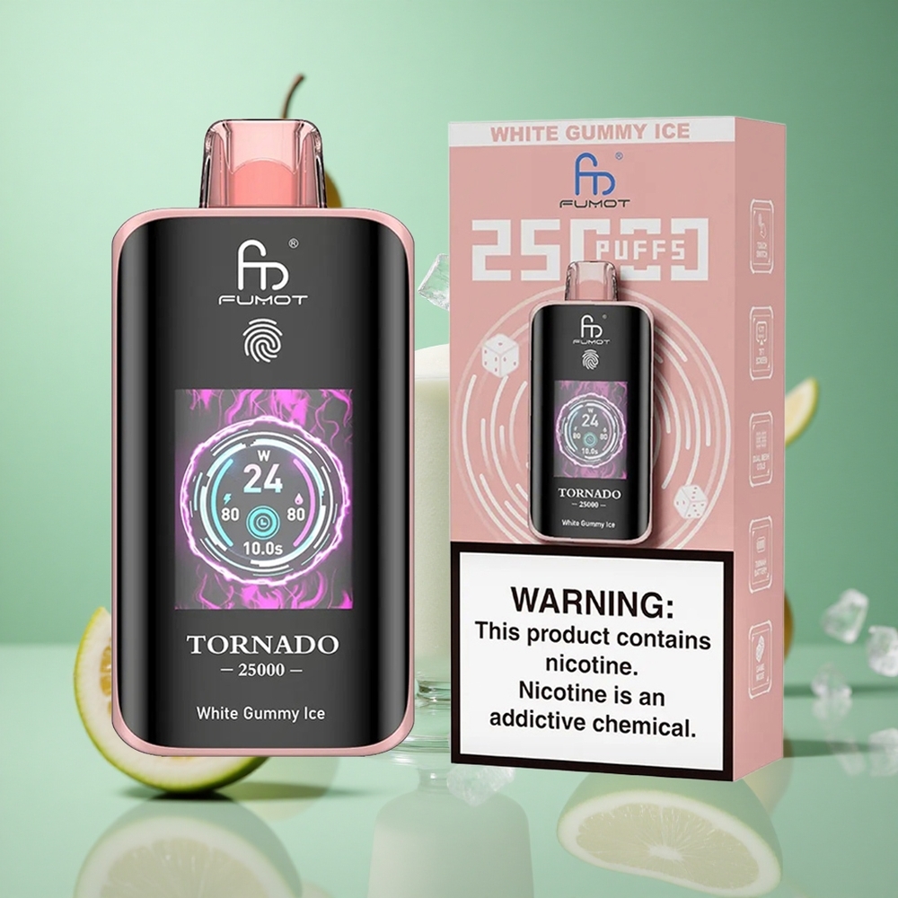 White Gummy Ice Fumot Tornado 25000 Puffs HD Screen 20ml