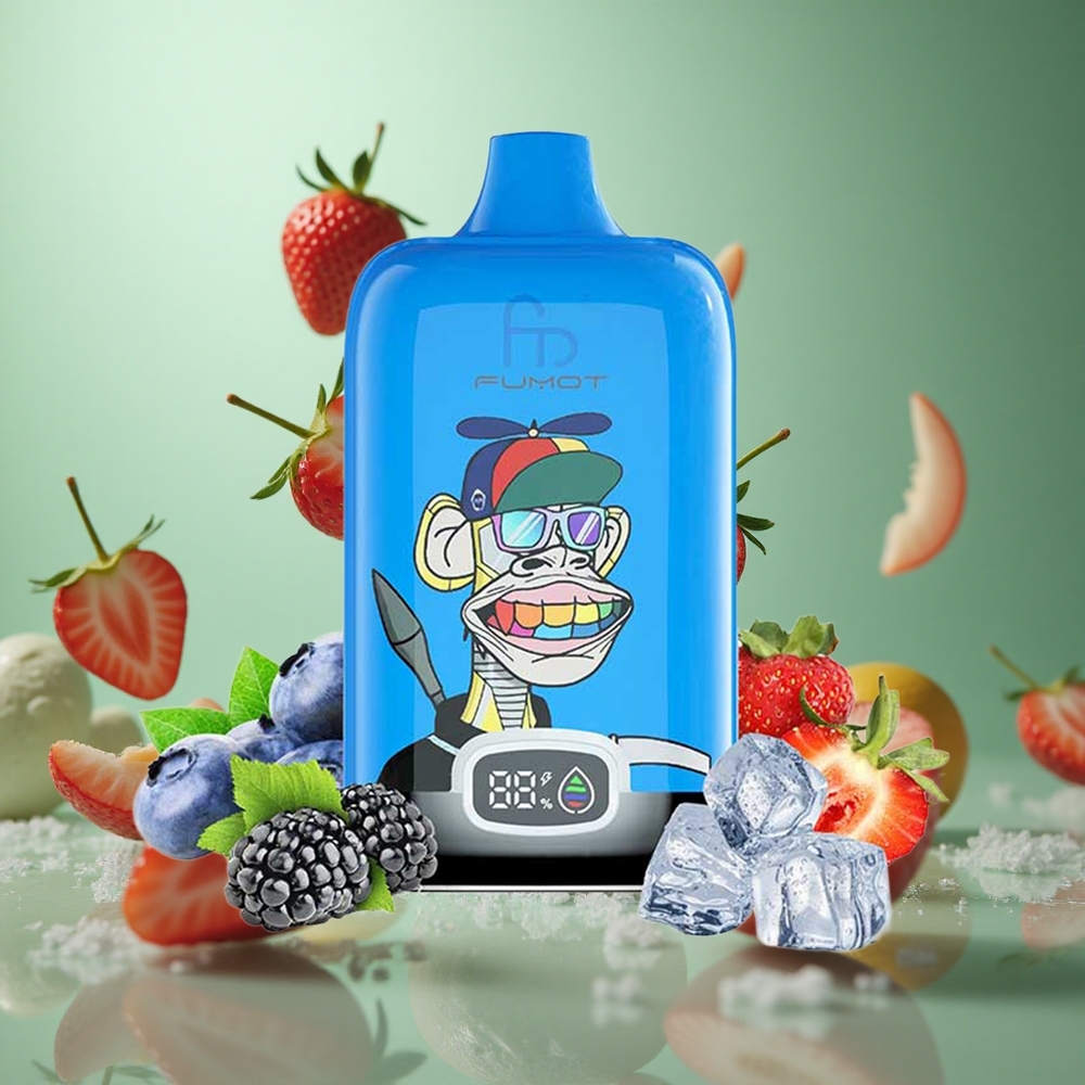 Strawberry Grape Fumot Tornado Digital Box 12000 Puffs Disposable Vape 20ml Mesh Coil