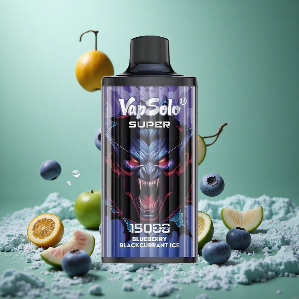 Blueberry Blackcurrant Ice Vapsolo Super 15000 Puffs 40ml 850mAh