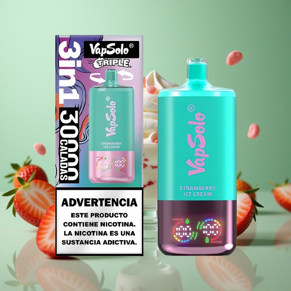 Strawberry Ice Cream VapSolo Triple 30000 Puffs 40ml Type-C
