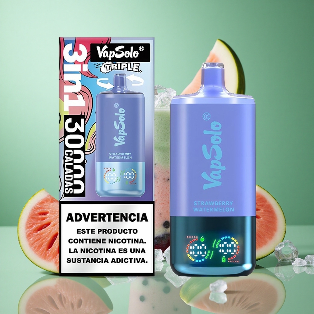 Strawberry Watermelon & Blueberry Ice VapSolo Triple 30000 Puffs 40ml