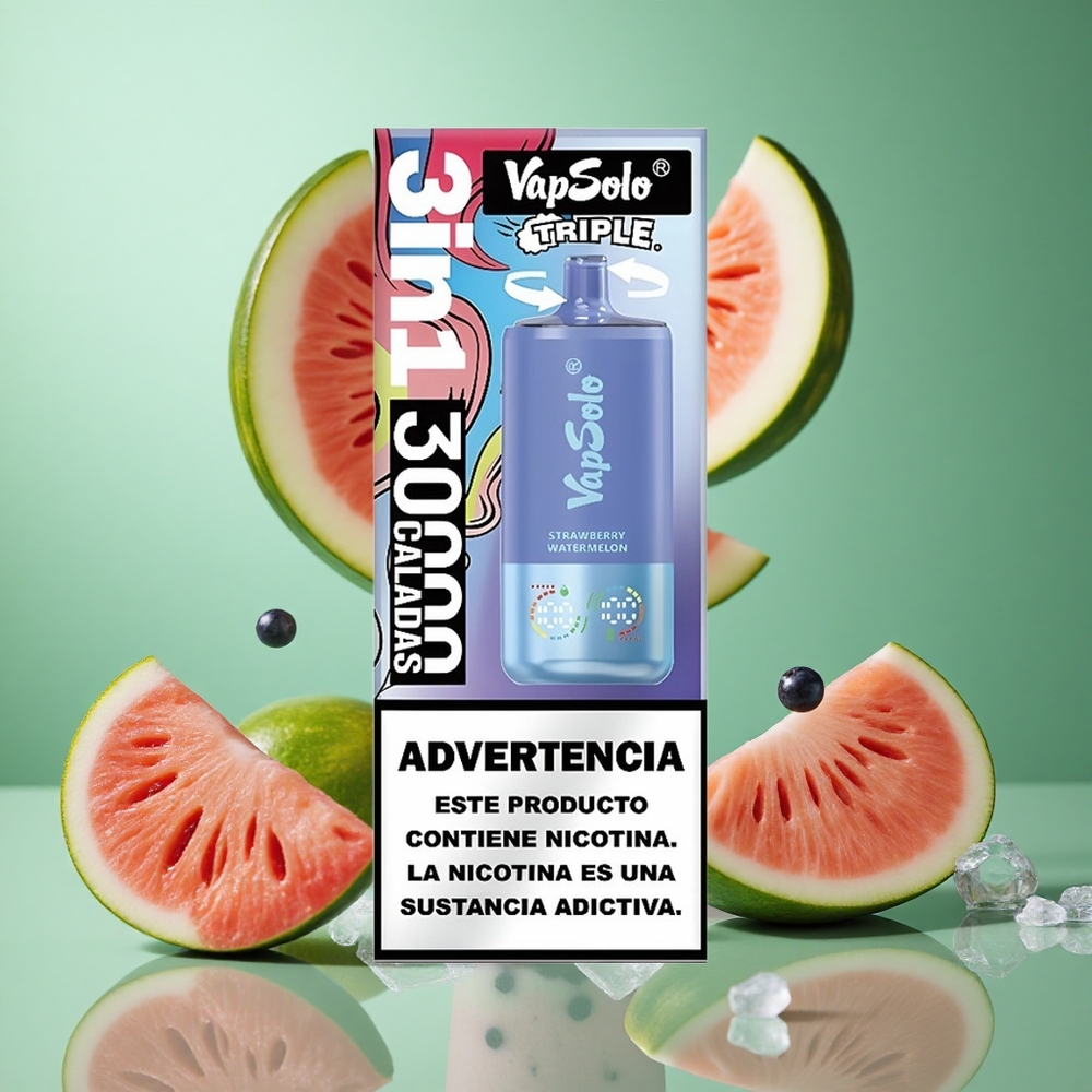 Strawberry Watermelon & Blueberry Ice VapSolo Triple 30000 Puffs 40ml
