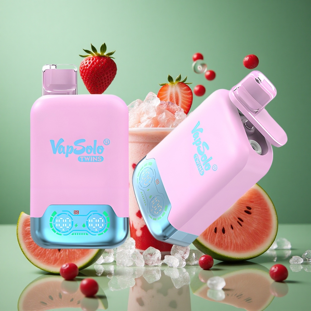 Black Ice Dragon Fruit Strawberry & Raspberry Watermelon Vapsolo Twins 20000 Puffs Disposable Vape