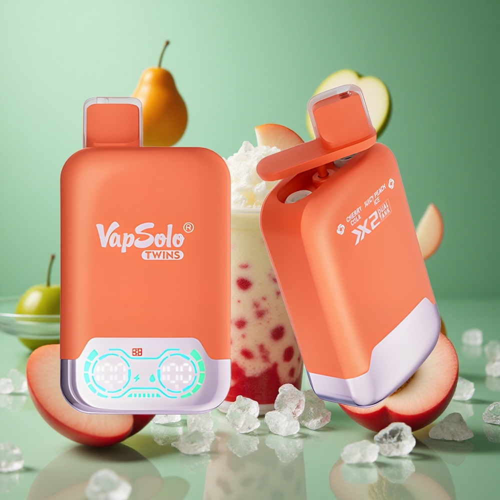 Cherry Cola & Juicy Peach Ice Vapsolo Twins 20000 Puffs Disposable Vape Type-C 40ml