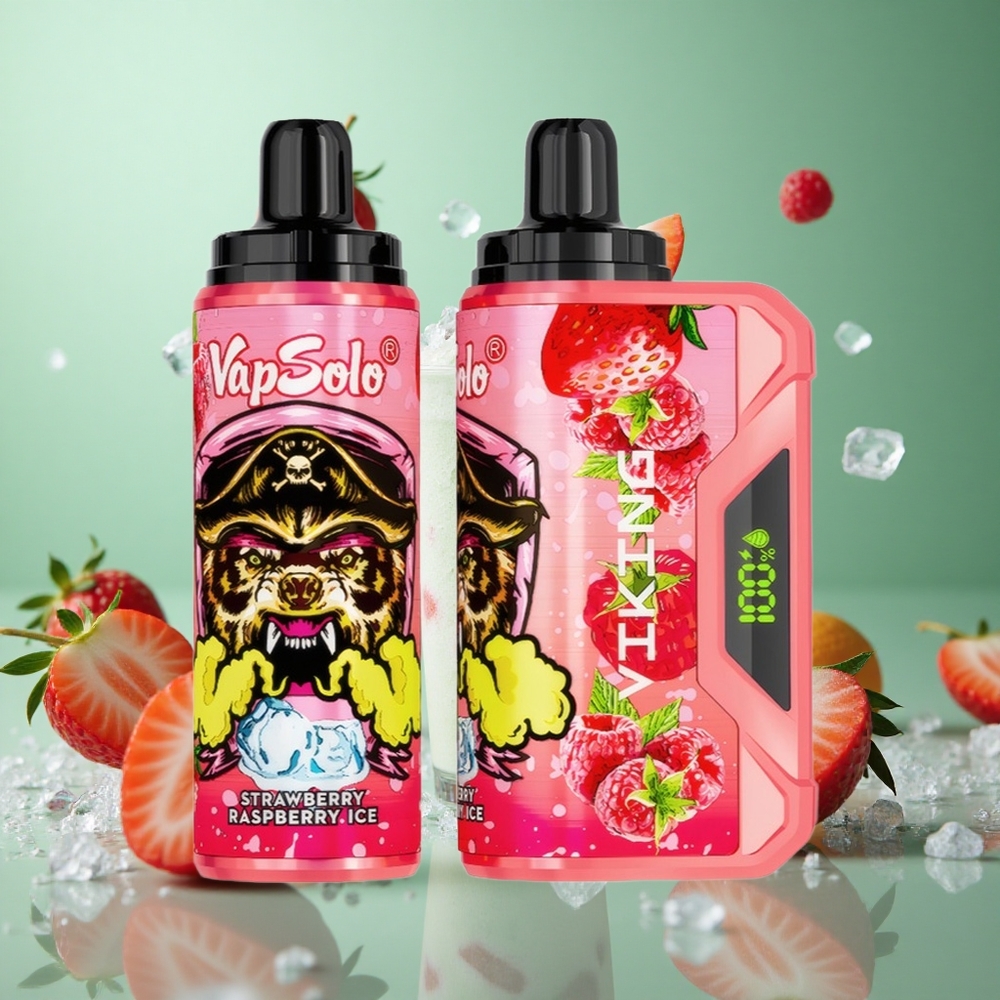 Strawberry Raspberry Ice VapSolo VIKING 12000 Puffs 22ml Disposable Vape