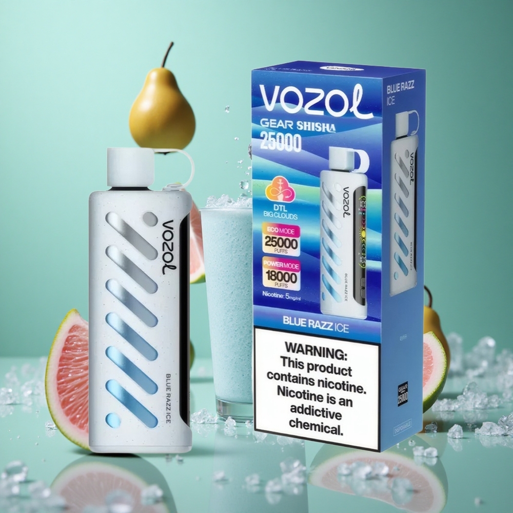 Blue Razz Ice VOZOL Gear Shisha 25000 Puffs Dual Mesh S.i.L.C Tech