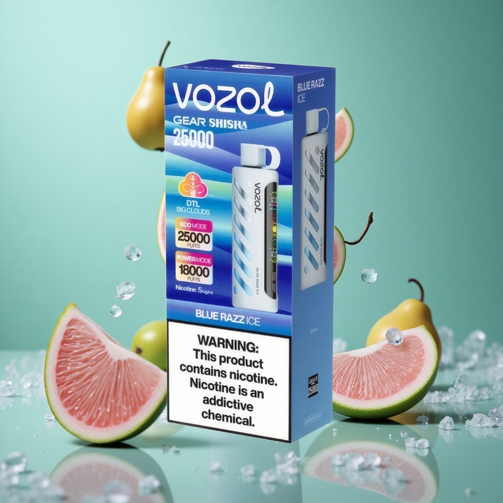 Blue Razz Ice VOZOL Gear Shisha 25000 Puffs Dual Mesh S.i.L.C Tech
