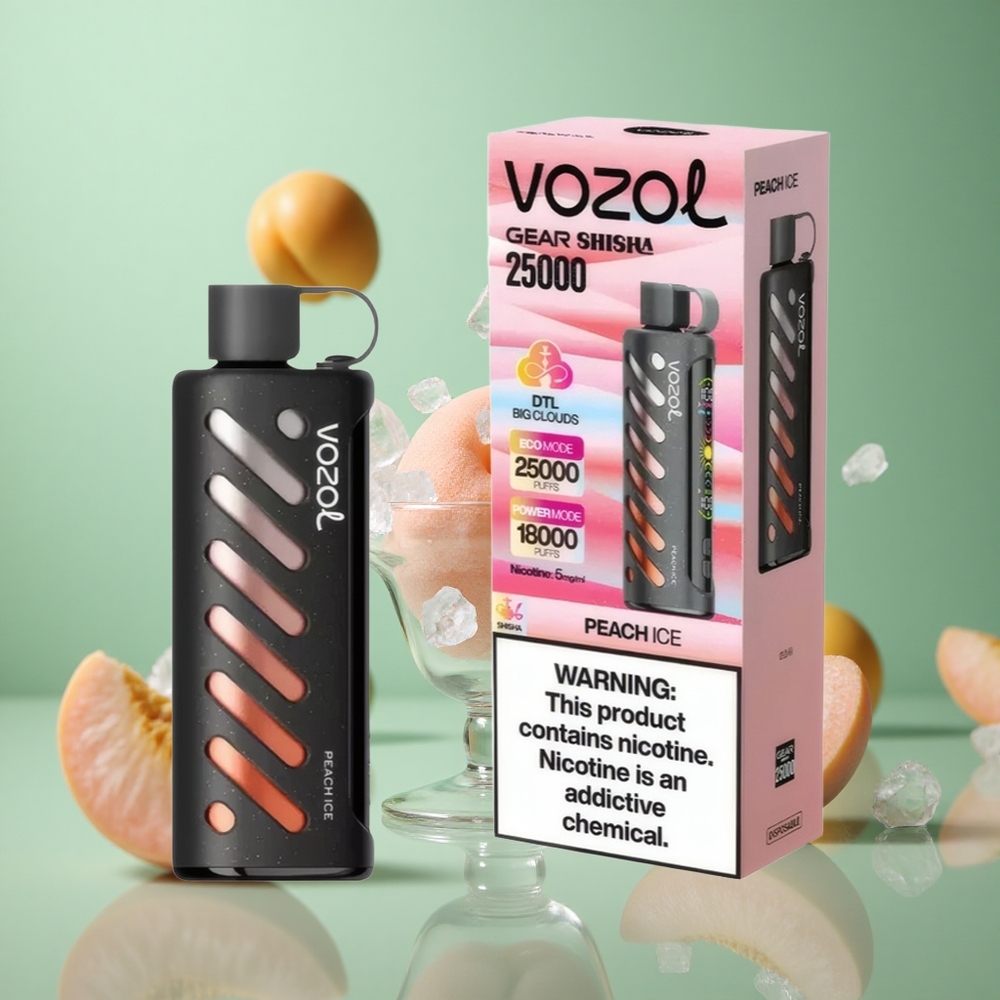 Peach Ice VOZOL Gear Shisha 25000 Puffs Dual Mesh S.i.L.C Tech